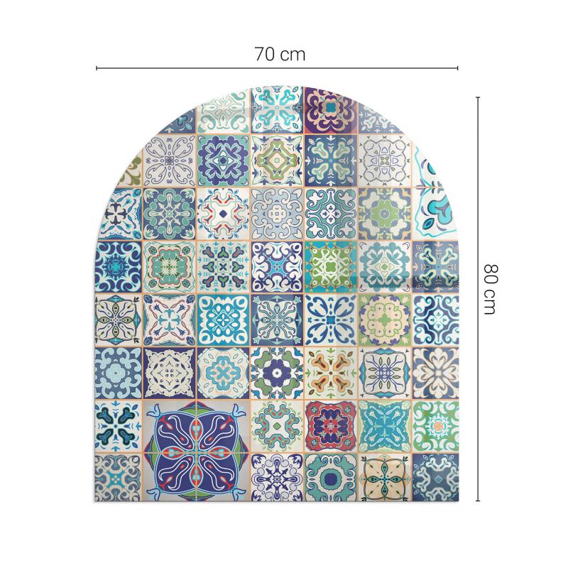 Podkładka szklana półowalna Tulup 80x70 cm Wzory mozaikowe na płytkach 1 szt.