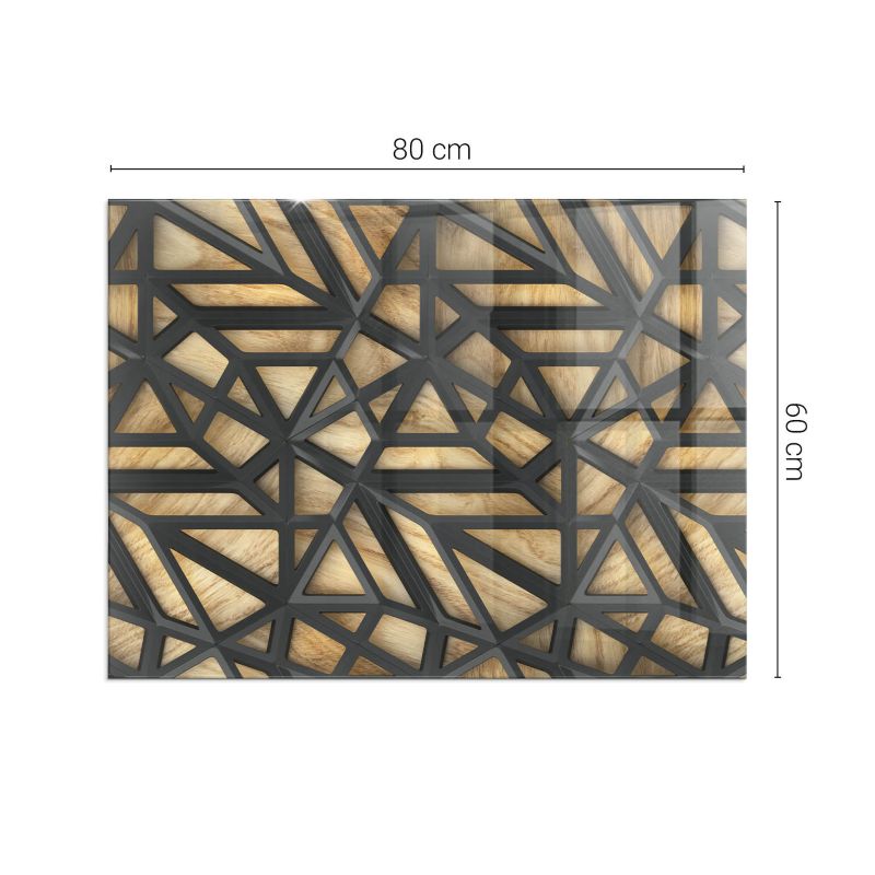 Podkładka szklana Tulup 80x60 cm Geometria z drewnem 1 szt.