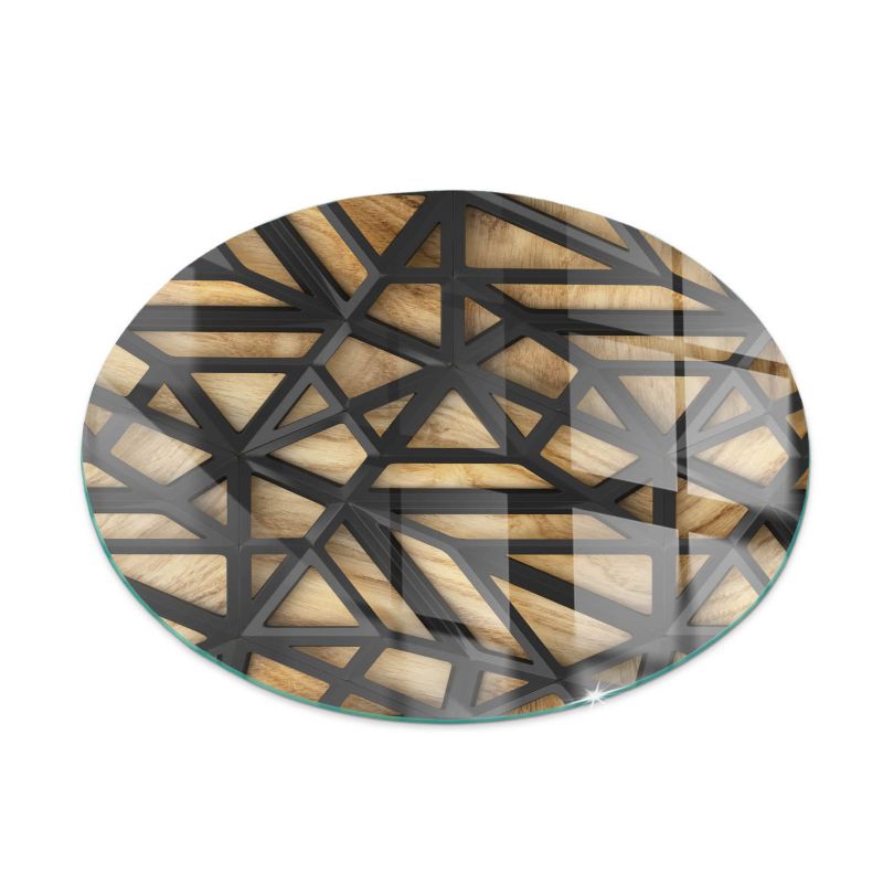 Podkładka szklana Tulup fi50 cm Geometria z drewnem 1 szt.