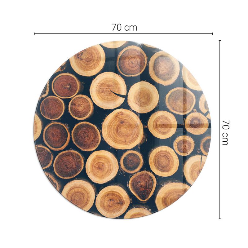 Podkładka szklana Tulup fi70 cm Skrzynka z drewnem ściętym 1 szt.