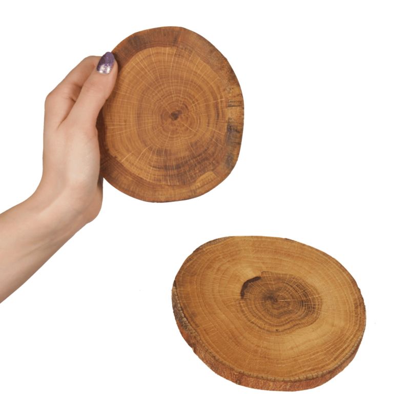 Podkładki pod kubek MODO24 drewniane dąb 9-12 cm 2 szt.
