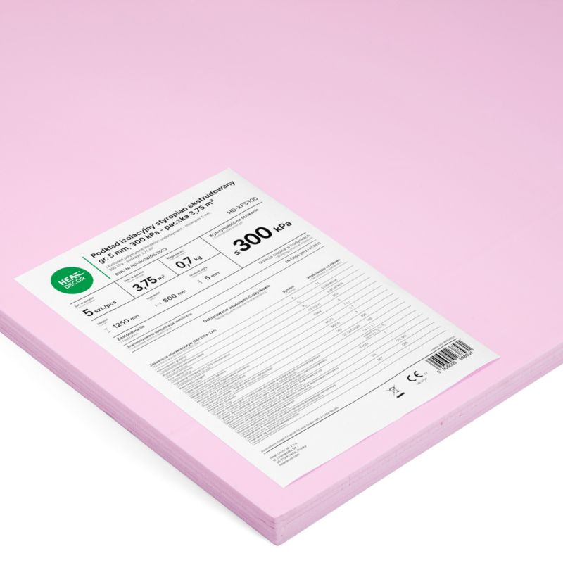 Podkład podłogowy izolacyjny styropian ekstrudowany 5 mm 300 kPa 3,75 m2