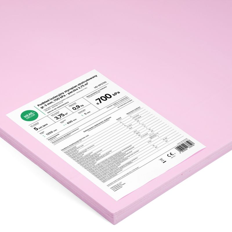 Podkład podłogowy izolacyjny styropian ekstrudowany 5 mm 700 kPa 3,75 m2