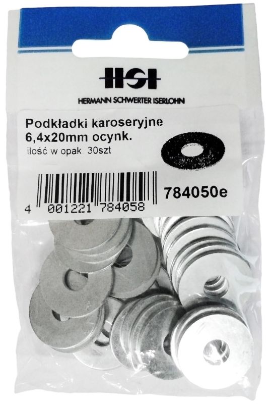 Podkładki karoseryjne ocynkowane M6 x 20 mm 30 szt.