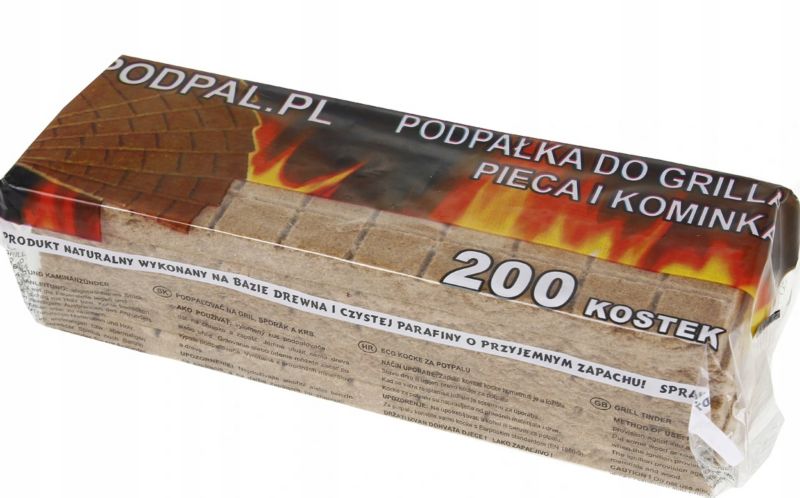 Podpałka FEINZ Do Grilla, 200 Kostek, Brąz Rozpałka 1 szt.