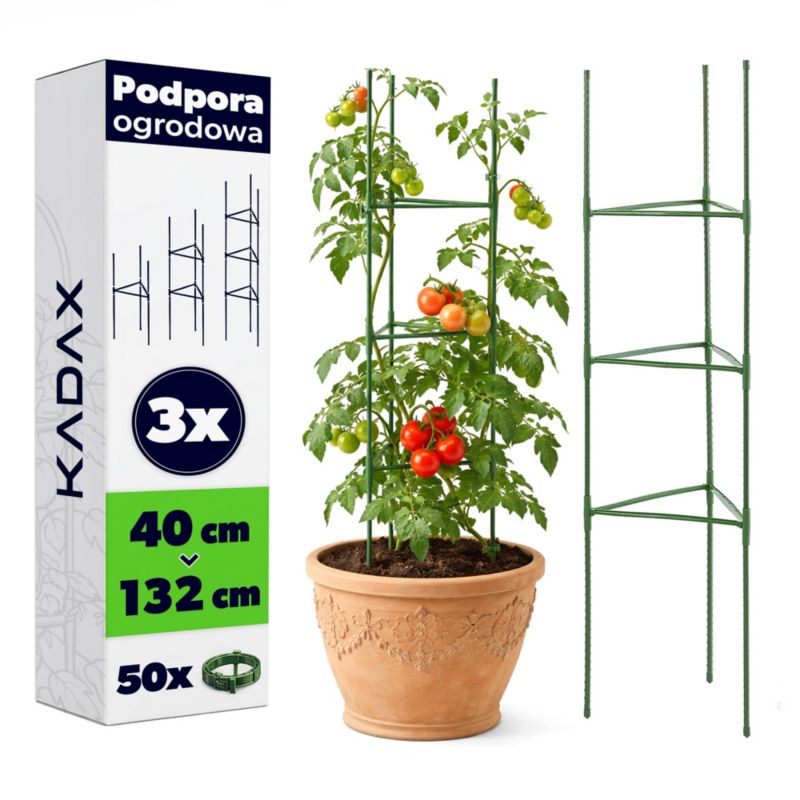 Podpora KADAX metalowa 132 cm zielona z zapinkami 3 szt.
