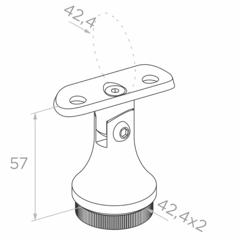 Podpora poręczy PINOX przegubowa wbijana do słupka 42,4x2,0 mm - stal nierdzewna H 56 mm (Satyna)  1 szt