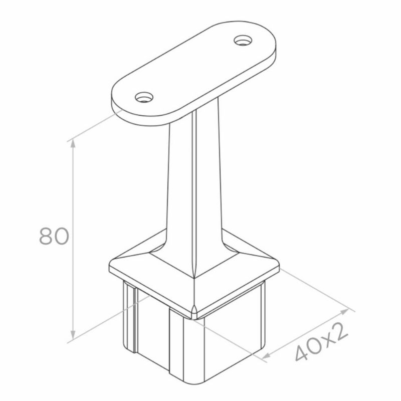Podpora poręczy PINOX stała do słupka 40x40 mm - stal nierdzewna H 8 1 mm (Satyna)  1 szt