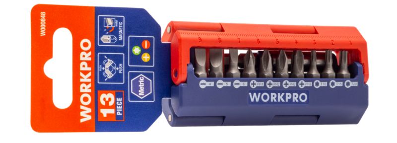 Podręczny zestaw bitów WORKPRO 13 el. z magnetycznym etui 1kpl.