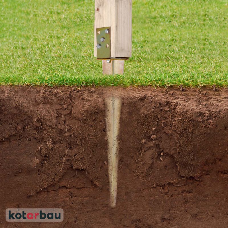 Podstaw słupa KOTARBAU regulowana wbijana do gruntu złota 0-160 mm 4 szt.