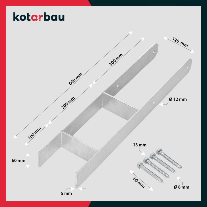 Podstawa słupa KOTARBAU h do wmurowania 120 mm 1 szt.