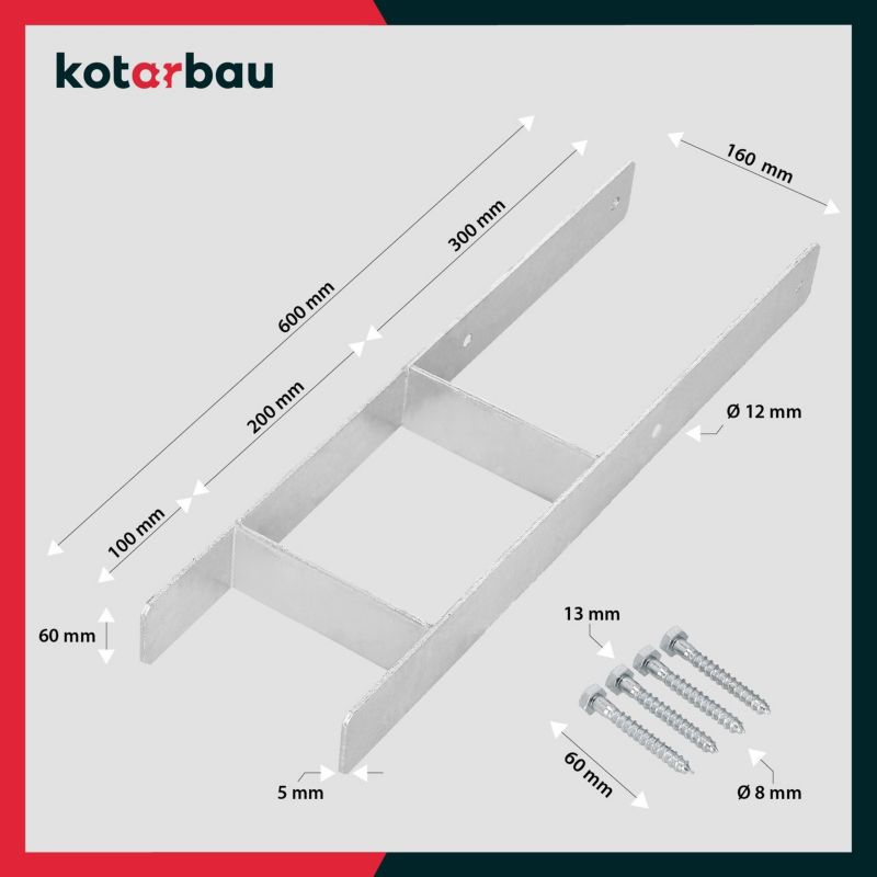 Podstawa słupa KOTARBAU h do wmurowania 160 mm 1 szt.
