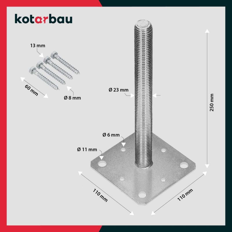Podstawa słupa KOTARBAU psr-s ocynk 110x110 mm 1 szt.