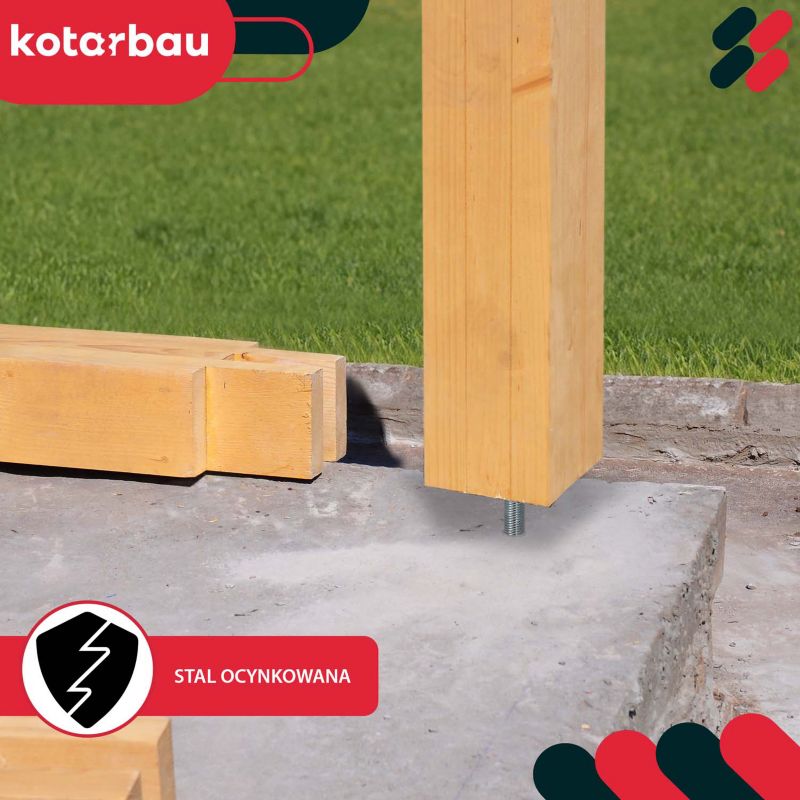 Podstawa słupa KOTARBAU regulowana pręt gwint 110x110x500 mm 1 szt.