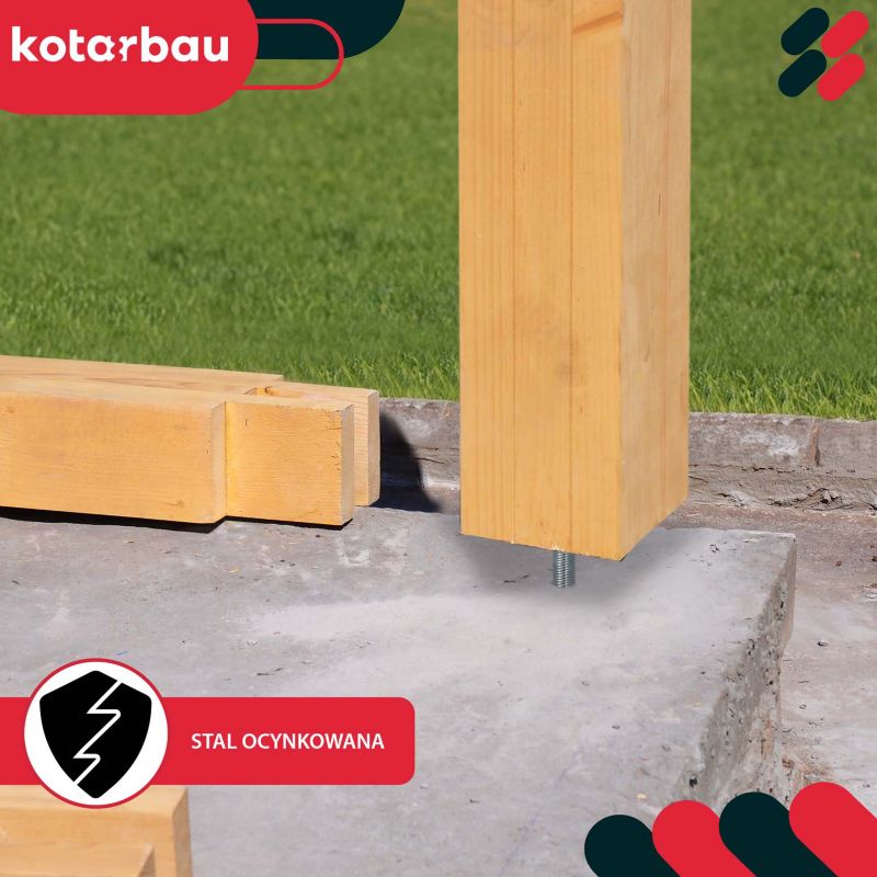 Podstawa słupa KOTARBAU regulowana pręt gwint 160x160x500 mm 1 szt.