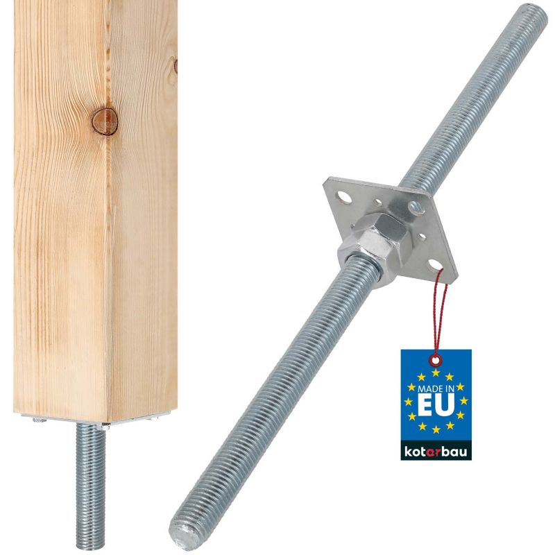 Podstawa słupa KOTARBAU regulowana pręt gwint 80x80x500 mm 1 szt.
