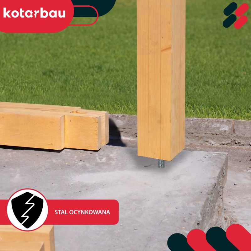 Podstawa słupa KOTARBAU regulowana pręt gwint 80x80x500 mm 1 szt.