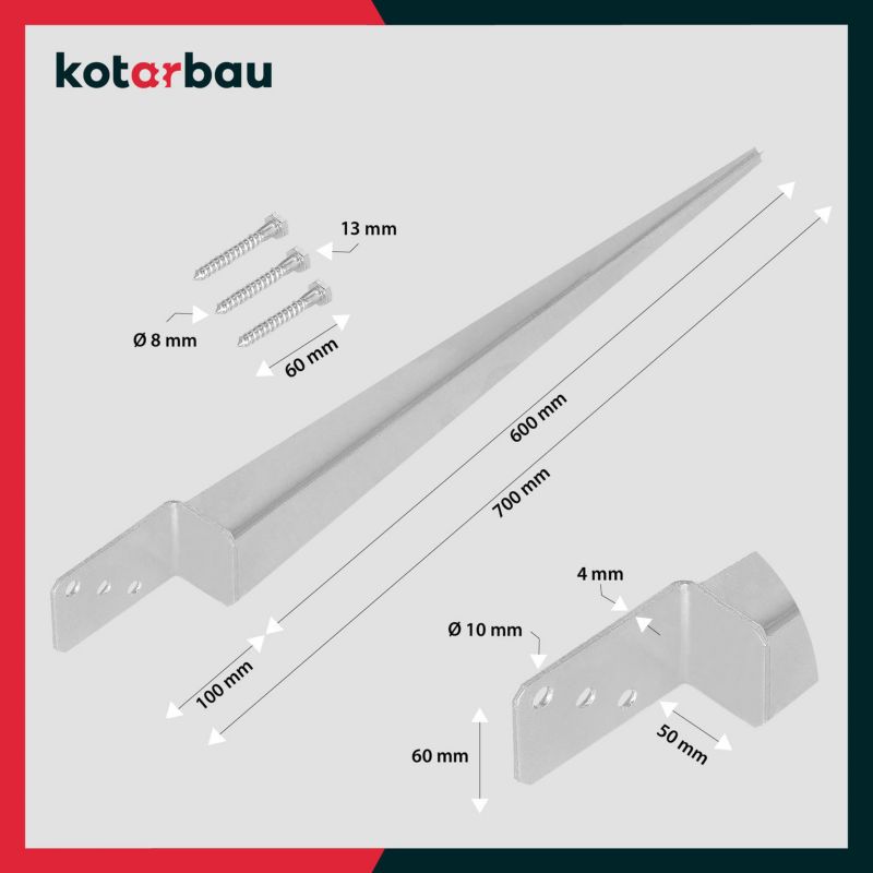 Podstawa słupa KOTARBAU wbijana kotwa wspornik typ l - 600 mm 1 szt.