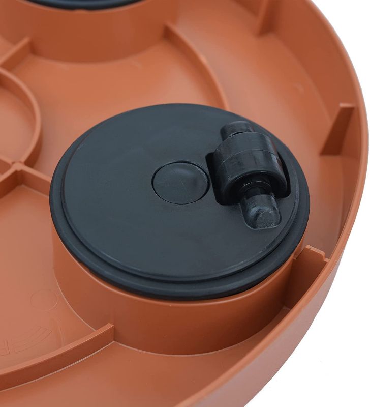 Podstawka platforma  jezdna z kołami pod doniczki PrimeGarden 40 cm okrągła plaska, kolor terakota  pod ciężkie donice 1 szt