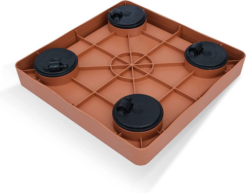 Podstawka platforma  jezdna z kołami pod doniczki PrimeGarden 45 x 45 cm kwadratowa z randem terakota  pod ciężkie donice  1 szt