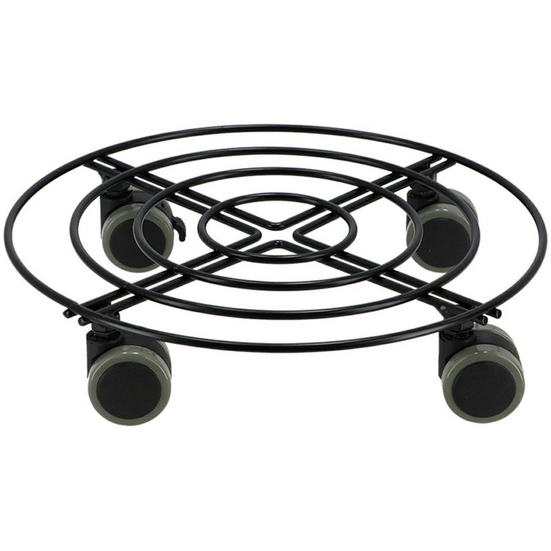 Podstawka pod donicę na kółkach Esschert Design czarna metalowa okrągła 28 cm 1 szt.