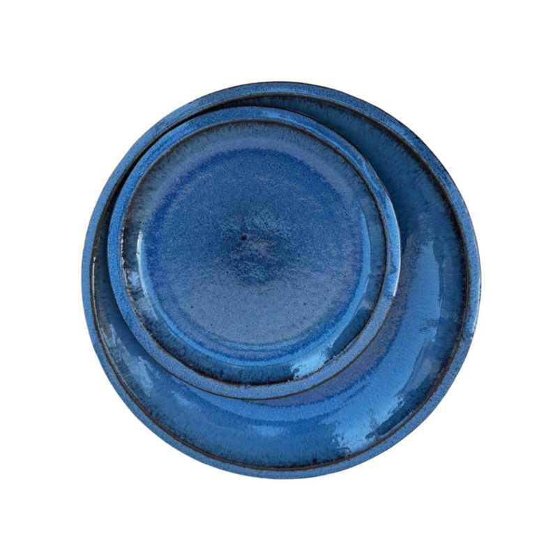 Podstawka pod doniczkę ceramiczna Provencelia Antyczny niebieski ze wzorem, śr. wewn. 24 cm / zewn. 34 cm, mrozoodporna 1 szt.