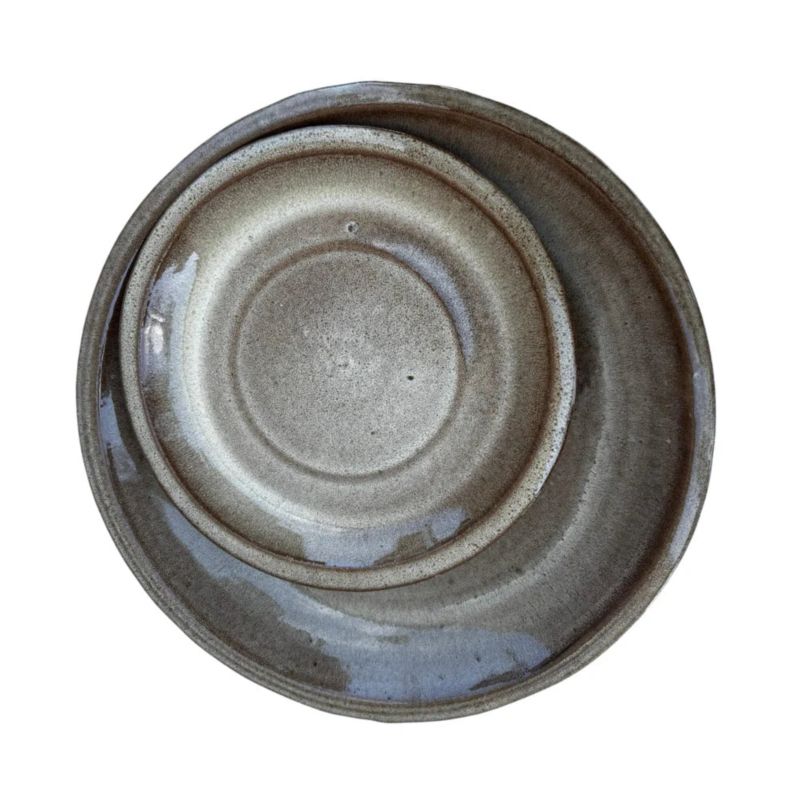 Podstawka pod doniczkę ceramiczna Provencelia Piaskowy ze wzorem, śr. wewn. 24 cm / zewn. 34 cm, mrozoodporna 1 szt.