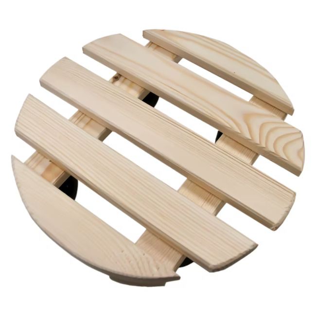 Podstawka pod doniczkę Natur Garden drewniana okrągła 29,5 cm na kółkach