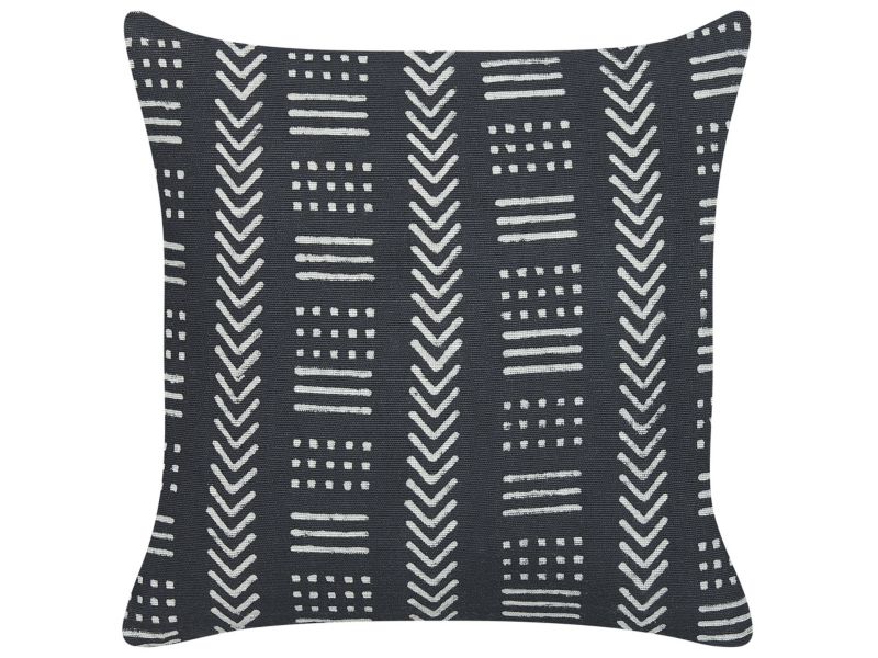 Poduszka dekoracyjna Benzoin Bawełna 45 x 45 cm Geometryczny Druk blokowy Czarny 1 szt.