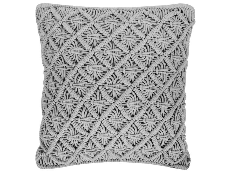 Poduszka dekoracyjna Kizkalesi Bawełna 45 x 40 cm Geometryczny Makrama Szary 1 szt.