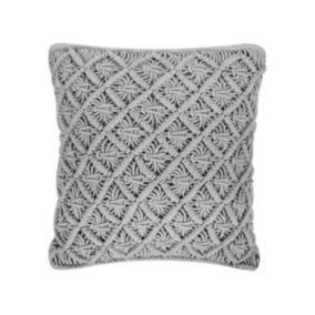 Poduszka dekoracyjna Kizkalesi Bawełna 45 x 40 cm Geometryczny Makrama Szary 1 szt.