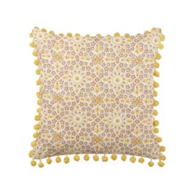 Poduszka dekoracyjna Lycrois Bawełna 45 x 45 cm Kwiatowy Druk blokowy Żółty 1 szt.