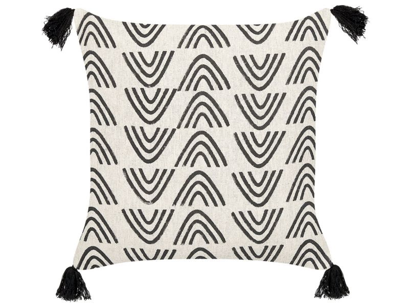Poduszka dekoracyjna Mays Bawełna 45 x 45 cm Geometryczny Druk blokowy Biały 1 szt.