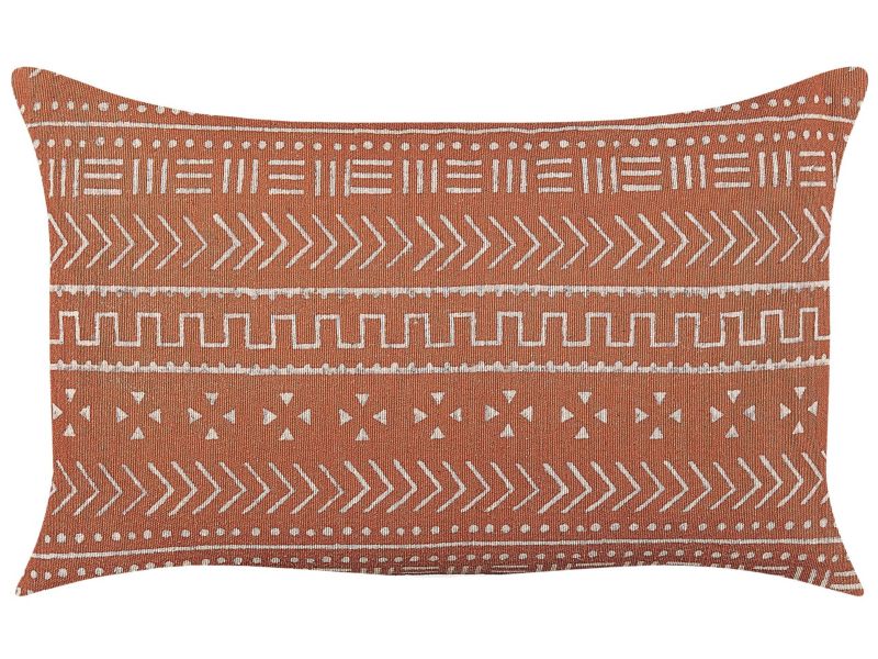 Poduszka dekoracyjna Orlaya Bawełna 55 x 35 cm Geometryczny Druk blokowy Pomarańczowy 1 szt.