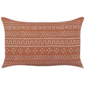 Poduszka dekoracyjna Orlaya Bawełna 55 x 35 cm Geometryczny Druk blokowy Pomarańczowy 1 szt.