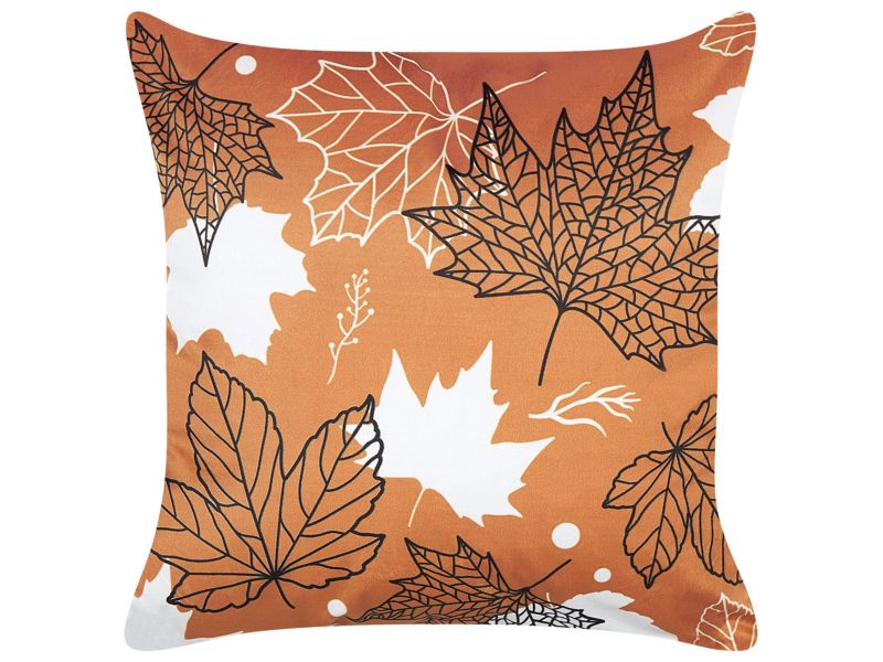 Poduszka dekoracyjna Poinsettia Welur 45 x 45 cm Roślinny Pomarańczowy 1 szt.