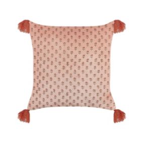 Poduszka dekoracyjna Rumhora Bawełna 45 x 45 cm Kwiatowy Druk blokowy Różowy 1 szt.