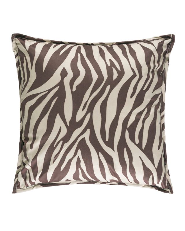 Poduszka dekoracyjna welurowa z nadrukiem Zebra Talpa Mazovia 45x45cm brązowa, kremowa, zdejmowana poszewka 1szt.