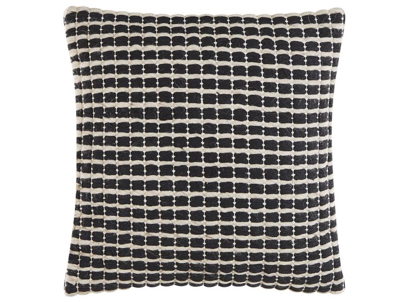 Poduszka dekoracyjna Yoncali Boucle 45 x 45 cm Kratka Czarno-biały 1 szt.