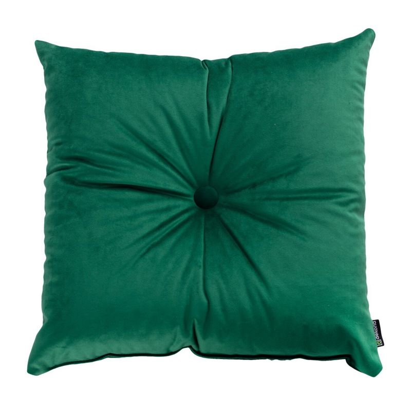 Poduszka kwadratowa Velvet z guzikiem Dekoria Velvet 37 x 37cm butelkowa zieleń 1 szt.