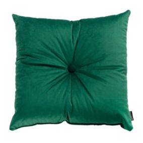 Poduszka kwadratowa Velvet z guzikiem Dekoria Velvet 37 x 37cm butelkowa zieleń 1 szt.