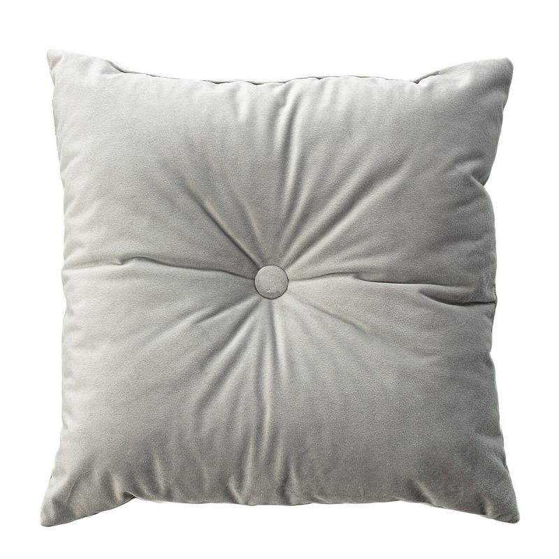 Poduszka kwadratowa Velvet z guzikiem Dekoria Velvet 37 x 37cm gołębi szary 1 szt.
