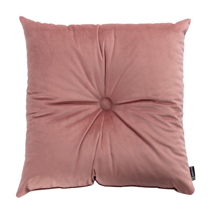 Poduszka kwadratowa Velvet z guzikiem Dekoria Velvet 37 x 37cm koralowy róż 1 szt.