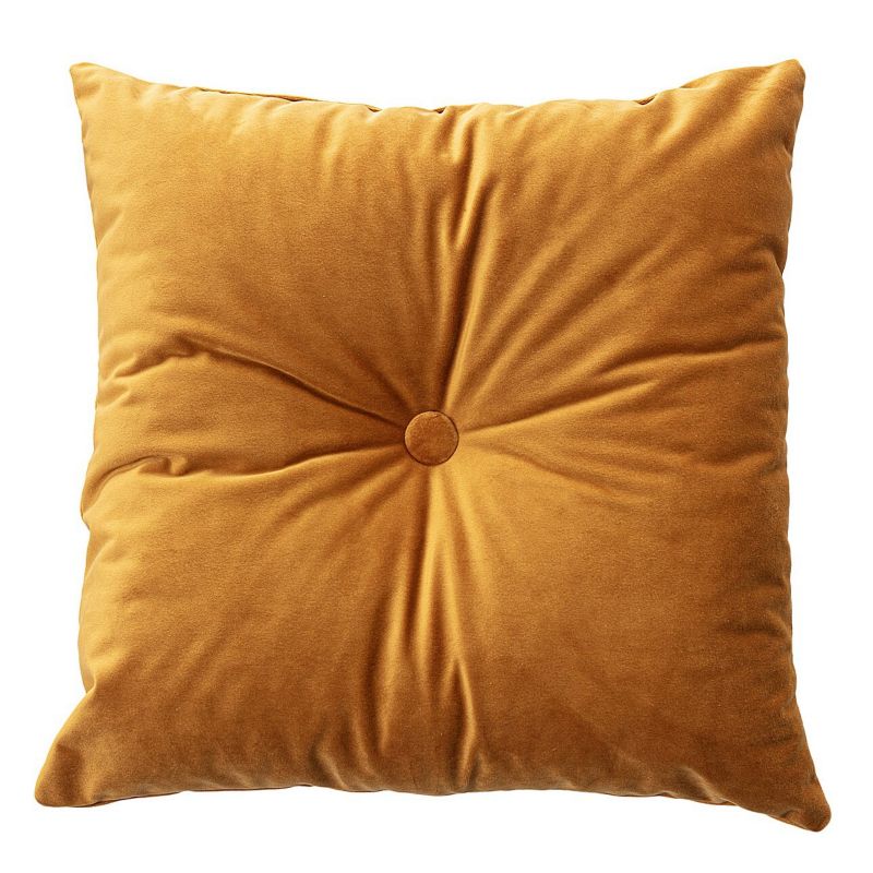 Poduszka kwadratowa Velvet z guzikiem Dekoria Velvet 37 x 37cm miodowy 1 szt.