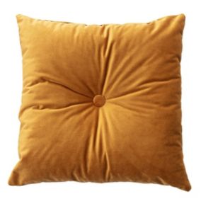 Poduszka kwadratowa Velvet z guzikiem Dekoria Velvet 37 x 37cm miodowy 1 szt.