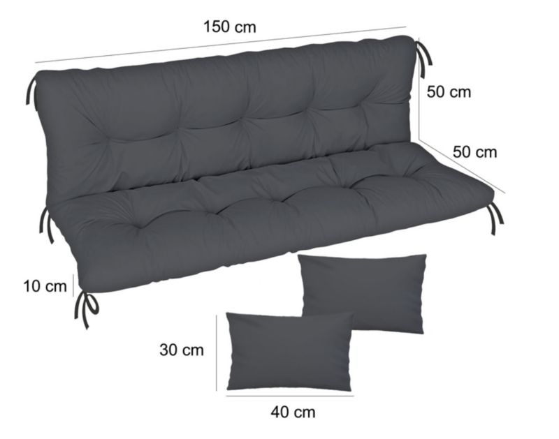 Poduszka materac na huśtawkę Comfort FEROCITY Grafit 150x50x50 1 szt.