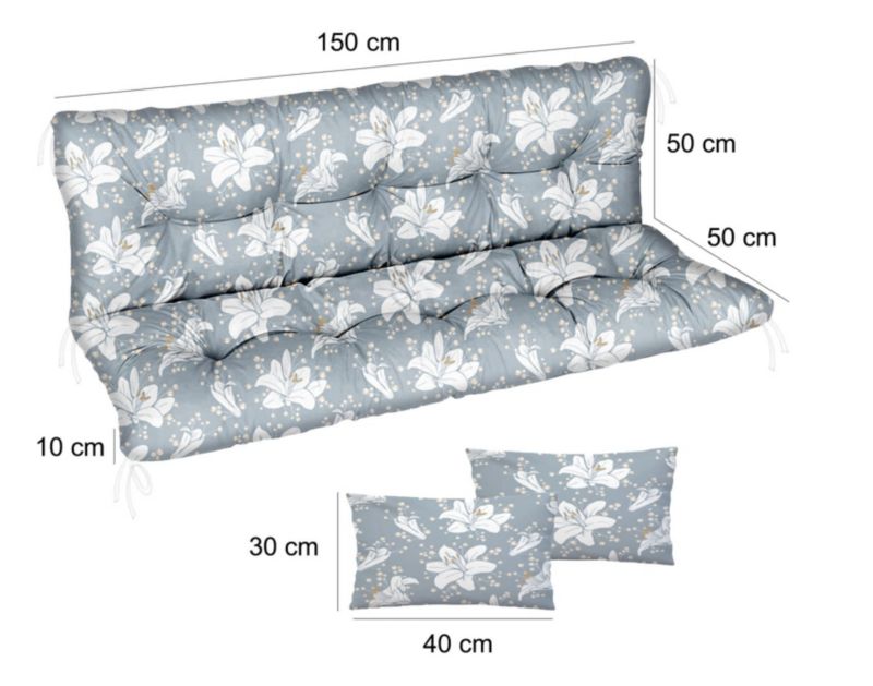 Poduszka materac na huśtawkę Comfort FEROCITY Niebieskie kwiaty 150x50x50 1 szt.