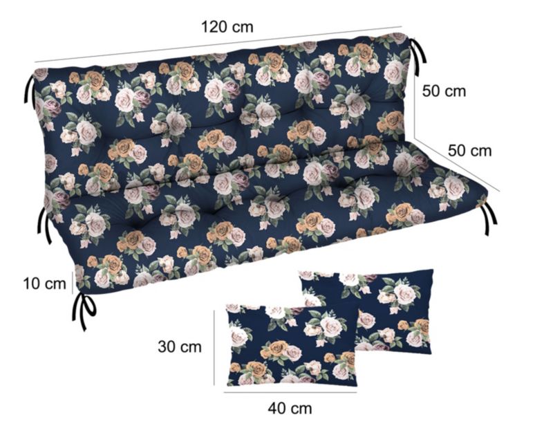 Poduszka materac na huśtawkę Comfort FEROCITY Róże 120x50x50 1 szt.