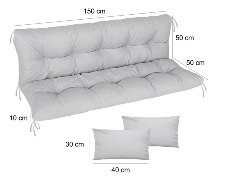 Poduszka materac na huśtawkę Comfort FEROCITY Szary 150x50x50 1 szt.