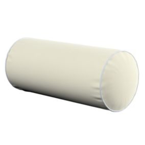 Poduszka wałek prosty z lamówką Dekoria Velvet śr. 16 x 40 cm śmietankowa biel 1 szt.